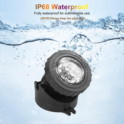 CREPOW RGB Pond Lights with Timer, LED Underwater Submersible Colorful Landscape Spotlights, 98ft Remote Control IP68 Waterproof Fountain Lights for Fish Aquarium Tank Garden Yard Pool (Set of 4)