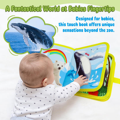 Dr.Rapeti Touch and Feel Book, Tactile Book, Sensory Cloth Toy, Interactive Fabric Touch Toy, Textures & Interactive for Infant Development
