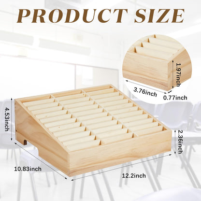 CroBlissful 2 Pcs 36 Grid Wooden Cell Phone Holder Classroom Wood Cell Phones Storage Box Desktop Mobile Phone Organizer for School Classroom Office