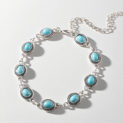 Mariiearly Turquoise Bracelet For Women,Boho Turquoise Jewelry For Women Bracelet Silver Turquoise Bracelet Bohemian Birthday Gifts for Women Mom 8" (Turquoise)