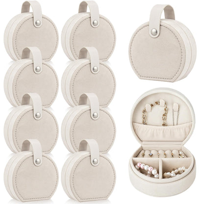 Weysat 8 Pack Velvet Travel Jewelry Case Bridesmaid Gifts Box Small Earring Storage Organizer Women Proposal Wedding Gifts(White)