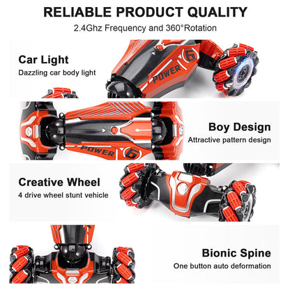 YEMIAI Gesture Sensing RC Stunt car, 4WD Drive Watch Remote-Controlled Vehicle, Bidirectional Drifting Off-Road Vehicle with Music and Lights Toys for Boys,Presents for Kids 4-12 Old