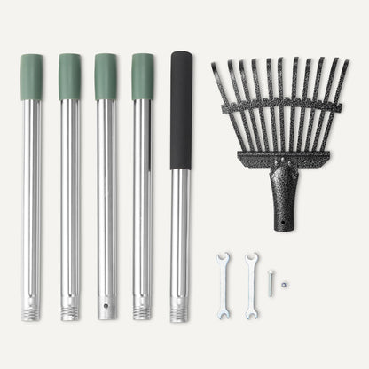 Amazon Basics - Garden Rake, 38.5" - 80.5" Adjustable Steel Handle, Black