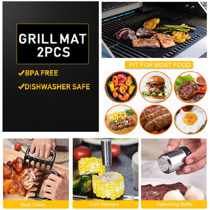 30PCS Portable Grilling Accessories Kit,BBQ Accessories Set with Storage Bag,Stainless Steel Barbecue Tool Set with Apron, for Outdoor,Camping,Backyard Grill Accessories Sets,Man Best Barbecue Gift