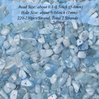 Natural Chip Stone Beads 450pcs Aquamarine Chips 5-8mm Genuine Real Irregular Healing Crystal Rocks Hole Drilled DIY Loose Gemstone Beads for Jewelry Making Bracelet Earrings Necklace Crafting