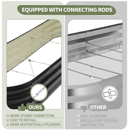 Permade Galvanized Raised Garden Bed Outdoor- Raised Beds for Gardening| Metal Planter Box, Steel Raised Garden Bed Kit with Safety Edging and Gloves for Vegetables, Flower, Herbs (8x2x1FT, Gray)