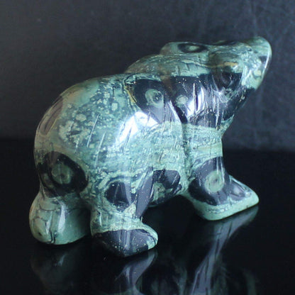 2'' Hand Carved Mixed gemstome Crystal Bear Figurine Animal Carving (kambaba Jasper)