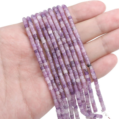 BEADIA Natural Light Amethyst Spacer Beads Caps Flat Round Loose Beads for Beading Jewelry Making 3mmx2mm 38cm