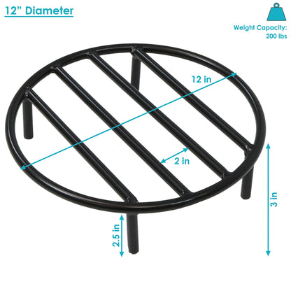 Sunnydaze Round Fire Pit Grate - Elevated Wood Grate for Fire Pit - Heavy-Duty Steel Log Grate for Outside - 12-Inch