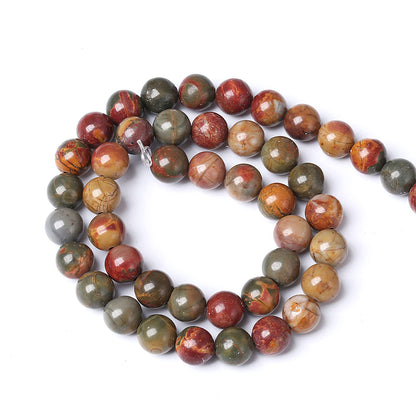 90PCS 8mm Natural Picasso Jasper Beads Healing Power Stones Round Loose Gemstone Beads for Jewelry Making DIY Bracelet Necklace 32" 2 Strands