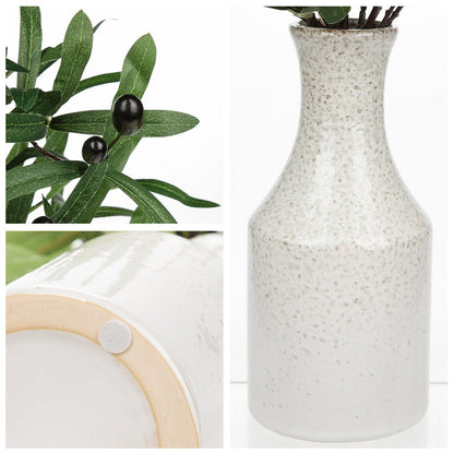 Briful Fake Olive Branches in Rustic Metal Vase 20.4'' Faux Olive Greenery Stems Artificial Potted Plant for Farmhouse Home Living Room Bathroom Kitchen Table Centerpiece Decor