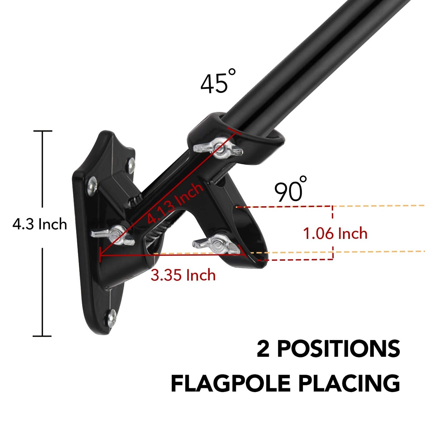 Yeesun Flag Pole,6FT American Flag Pole & Bracket-Flagpoles for 3 x 5 Flags Holder for House Porch & Outdoor,Tangle Free and Wall Mount Flag Pole Kit (Without flag,Black)