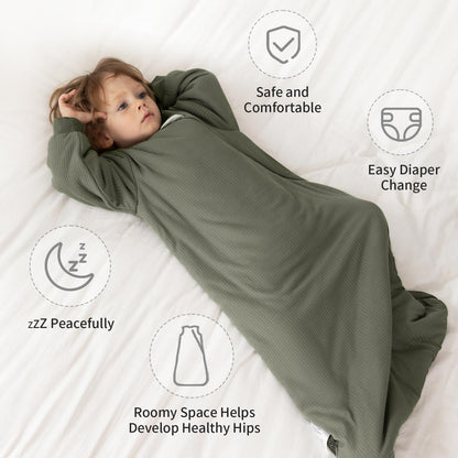 BubblePanda Rayon Made from Bamboo Sleep Sack 12-18 Months Long Sleeve Sleep Sack 1.5 Tog Supersoft Winter Baby Wearable Blanket with 2-Way Zipper Unisex Sleeping Bag for Babies Toddler