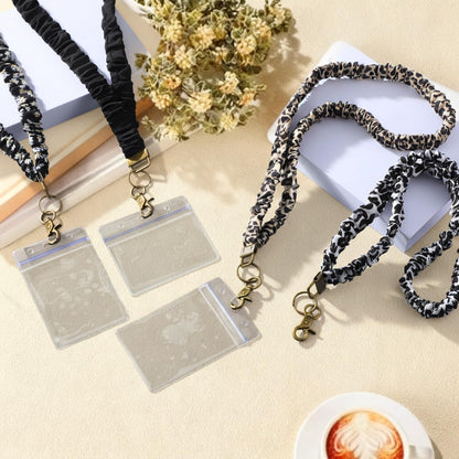 YooNotee 12 Sets Teacher Gifts Scrunchie Lanyard Bulk with 12 ID Card Holders, Neck Wrist Satin Lanyard for ID Badges Keys, Clip Closure Keychain for Teacher Nurse Office Staff Thank You Gift