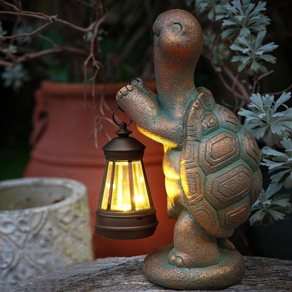 Roundot Turtle Solar Powered Outdoor Garden Statue, Resin Statue with Solar Light Lantern, Decorative Lawn, Yard Outdoor Turtle Decoration. Unique Home Decoration, Gifts for Women