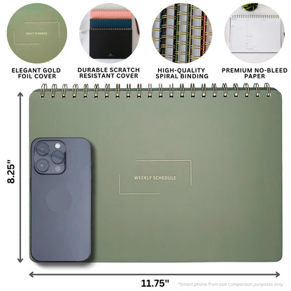 Merely Home Undated Weekly Business Planner | 8.25” x 11.75” ADHD Organizer | Premium Multi-Layout Schedule | Navy | Landscape Layout
