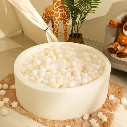 Realhaha Ball Pit Balls 100 PCS, Star Shapes for Babies Kids Playpen Plastic Balls for Babies Ball Pool Puppy Playballs, Beige White Clear
