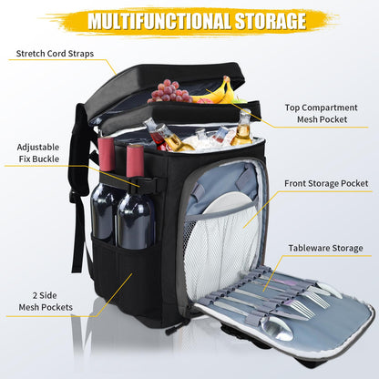 Backpack Cooler - AYAMAYA Upgrade Leakproof Cooler Backpack with Padded Top Handle, 40 Cans Large Waterproof Insulated Camping Coolers for Beach, Fishing, Picnic, Travel, BBQ
