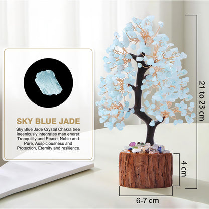 Sunnlejw Aquamarine Chakra Crystal Tree of Life,Birthday Gifts for Women, Healing Crystal and Stones for Positive Energy,Gifts for Sister and Mom,House Warming Gift,Money Feng Shui Tree Decoration