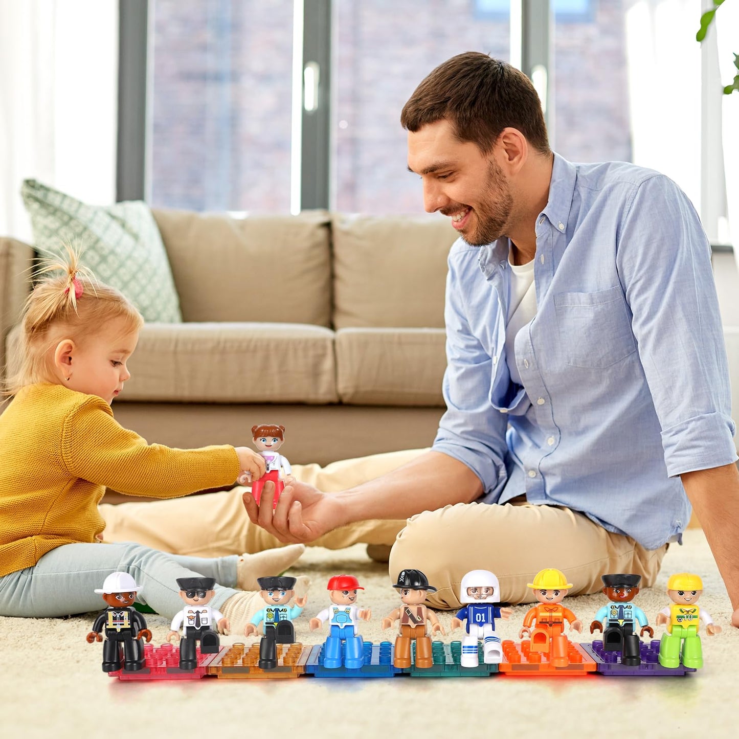 Mruikeny Large Magnetic Figures, 3 Inches Community Figures Set, 12 Pieces Magnetic Play People Magnet Building Toys for Kids Ages 3 4 5 6 7 8+, STEM Learning Toys Magnet Tiles Expansion