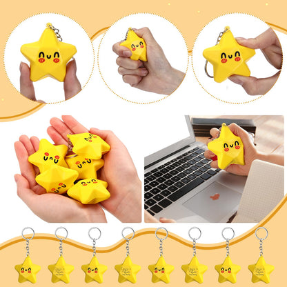 Wavwavw 36 Set Inspirational Gifts Star Keychain with You Are a Star Card Office Thank You Gift for Team Employee Coworkers (Yellow)
