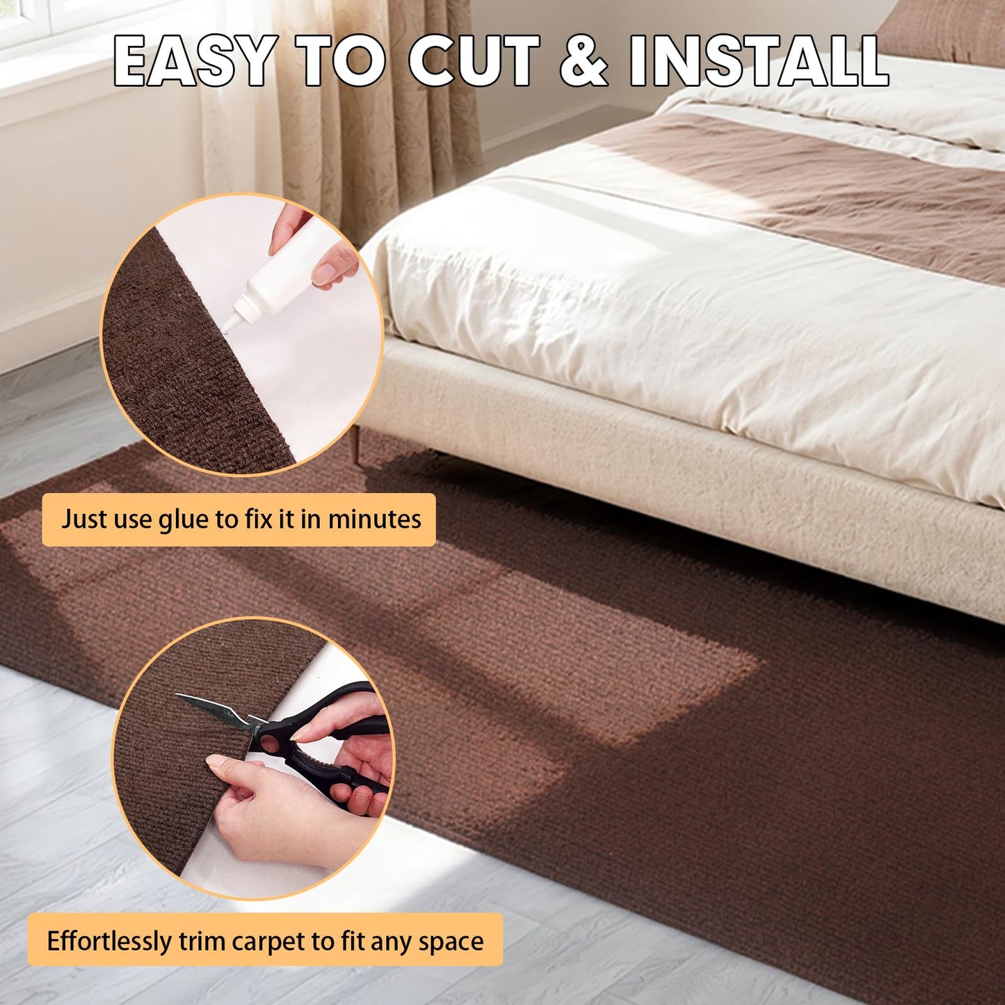 Grefinity Marine Carpet,5 FT x 10 FT Brown Indoor Outdoor Carpet 0.2" Thick Boat Carpet with Water-Proof TPE Backing, Non-Slide Outdoor Marine Carpet Roll for Home, Patio, Porch, Deck