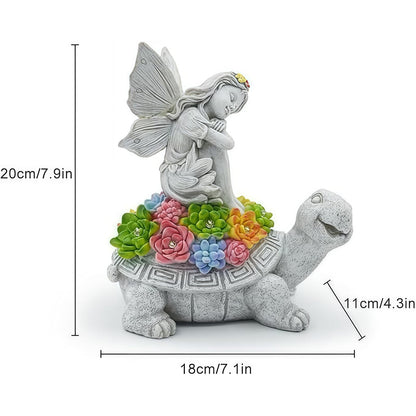 Aiyuolio Solar Angel Garden Statue，Solar Garden Statue Angel and Turtle,Figurines Outdoor Decor,Outdoor Solar Statue with LED Lights for Yard,Patio,Lawn Art Decoration,Housewarming Gift