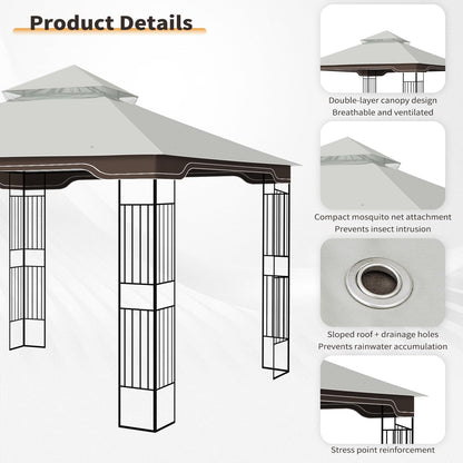 Replacement Gazebo Canopy, 10 x 12 FT Durable Outdoor Roof Cover – Fits Regency II Patio Gazebo L-GZ798PST, A101004104, A101004105 (Light Gray)