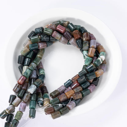 Natural Indian Agate Cylinder Tube Beads 10x14mm 38cm/str Loose Semi Gemstone Stone Beads for Making Bracelets Necklace