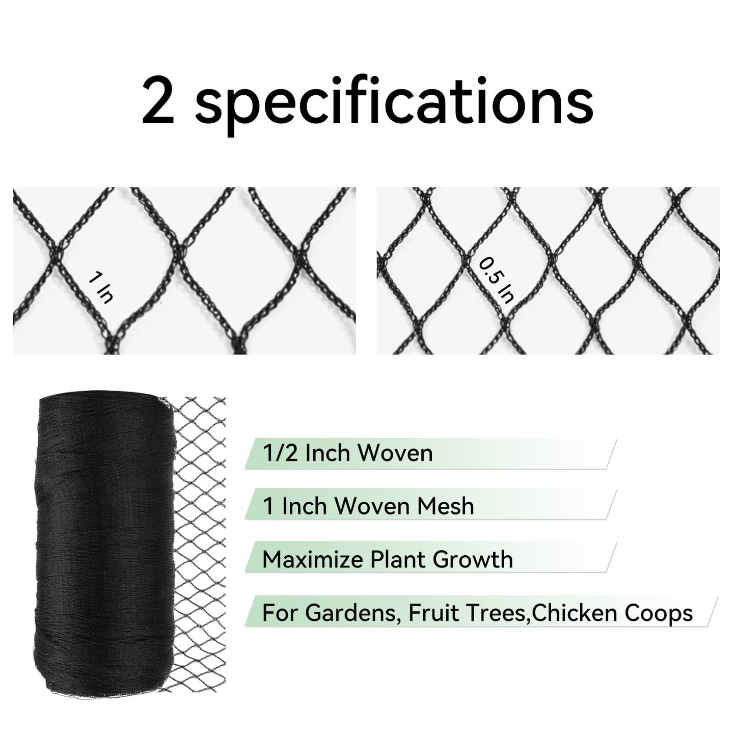 XiHaKey Deer Fence Netting 7.5x65Ft, Heavy Duty 1/2" Mesh Deer & Animal Barrier for Garden, Fruit Trees, Plants Protection - UV Resistant, Reusable with Zip Ties
