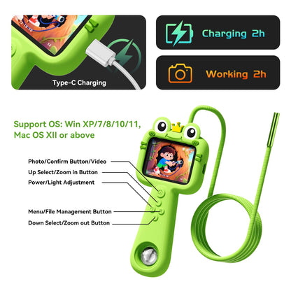 Kids Borescope with Light Borescope Snake Camera for Kids Rechargeable STEM Science Educational Outdoor Toy with 32GB Card Nature Exploration Birthday Gift for Boys & Girls Ages 4,5,6,7,8,9,10,11,12