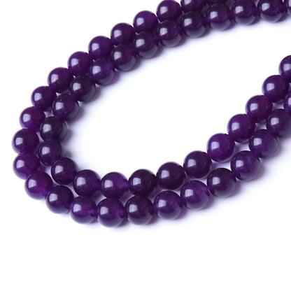 Deep Purple Chalcedony Stone Beads Gemstone Round Crystal Energy Jade Stone Beads for Jewelry Making DIY Bracelet Necklace 1 Strand 15.5inch 35PCS 10MM