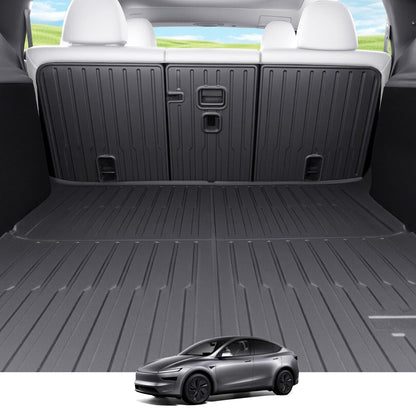 Wekar Cargo Mat Compatible with Tesla Model Y Juniper 2025-2026 5 Seat, Heavy-Duty TPE Trunk Liner Rear Seat Back Protector Model Y Accessories Custom Fit Trunk Mat- 6PCS