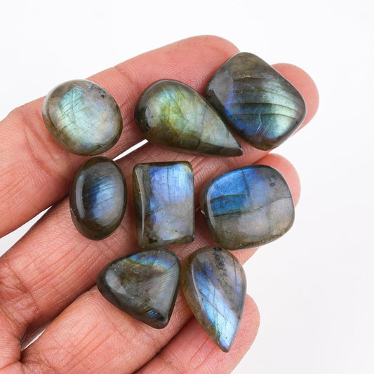 ColouredRocks 20pcs, 15-20mm, Natural Small Labradorite Cabochons Gemstones Crystals, Mix-Shapes, Jewelry Making Supply, Wire-wrapping, DIY, Crafting, Wholesale Bulk Gem Collection