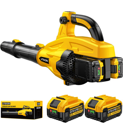 LITEKON Leaf Blower Cordless, Brushless 700CFM & 13 Speed Modes, Electric Cordless Leaf Blowers with 2 x 5.0Ah Batteries and Charger, 21V Powerful Blowers for Lawn Care, Blowing Leaves, Dust, Snow