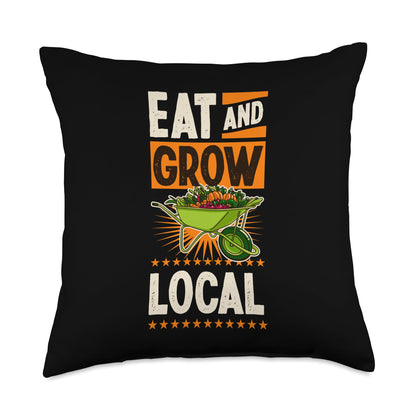 Eat And Grow Local Wheelbarrow Of Garden Vegetables Throw Pillow