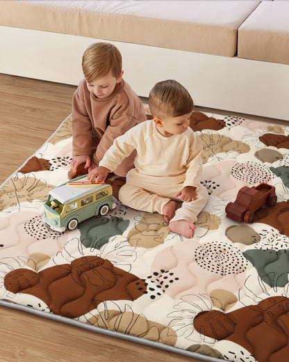 Blissful Diary Baby Play Mats for Floor, 72x48 Inch Extra Thicker & Large Soft Cushioning Foam Playmats for Babies and Toddlers, Foldable Washable Baby Crawling Mat for Playpen, Boho Design