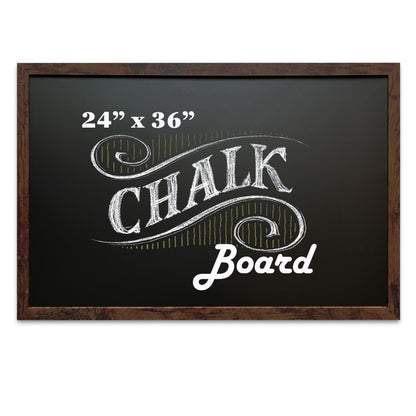 Loddie Doddie Magnetic Chalkboard & Magnet Board - 24 x 36 in, Rustic Wood Frame - Stain-Resistant Surface for Chalk Calendar - Photo & Note Organization with Magnet Display - Rustic Wall Decor