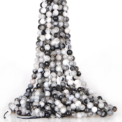 ICAI Beads Tourmaline Quartz (Silver Rutile Quartz) 10mm Natural, Energy Gemstone | Healing Power for Jewelry Making | Loose Beads | 1strand