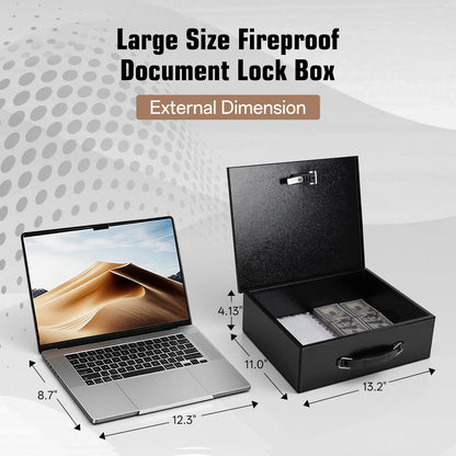 Fireproof Safe Lock Box Metal, Fire Proof Safe for Home Documents, Portable Security Box with Dual Combination and Key Lock for Personal Items,Passport, Money, X Large 13.2" x 11" x 4.13"