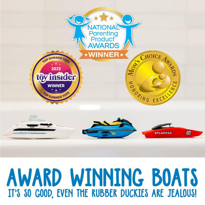 SplashEZ Bath Toy Boats for Toddlers, Mold Free Boat Bath Toys for Kids & Toddlers, No Hole for Water Floating Ships for Bathtub, Pool, Shower for Boys & Girls, 3-Pack: Jet Ski Yacht Catamaran