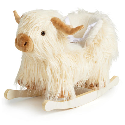 Baby Rocking Horse,Highlander Cattle Toddler Rocking Toy for 1+ Year Old Cute White Cow Stuffed Cow Rocker Toy Rocking Animal for Baby Boys and Girls Nursery/Child Christmas or Birthday Gift