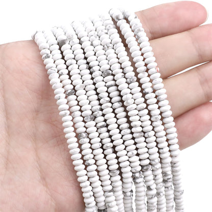 BEADIA Natural White Howlite Spacer Beads Caps Rondelle Disk Loose Beads for Beading Jewelry Making 4mmx2mm 38cm