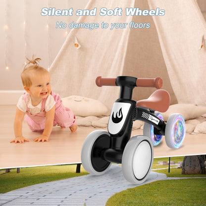 Colorful Lighting Baby Balance Bike Toys for 1 Year Old Boy Gifts, 10-36 Month Toddler Balance Bike, No Pedal 4 Silence Wheels & Soft Seat First Bike, One Year Old Boy Birthday Gift.