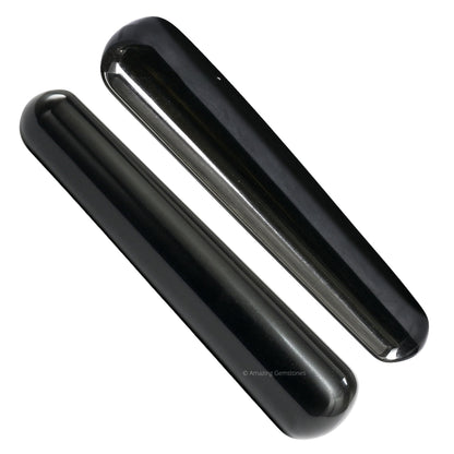 Amazing Gemstone Black Agate Crystal Wand Massage Stick - Pelvic Wand Gua Sha for Adults - Crystals and Healing Stones Massage Wands for Adults Gifts (Smooth)
