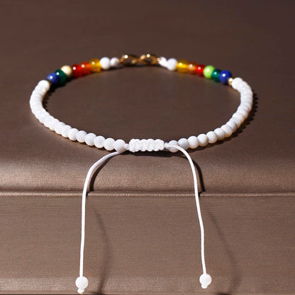 Jewever 7 Chakra/Shell Beaded Anklet Adjustable Handmade Natural Healing Crystals Infinity Charm Ankle Bracelets for Women Gemstones Summer Beach Anxiety Yoga Jewelry