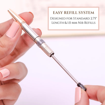 Veway - Luxury Pens for Women, 5 Glitter Rose Gold Writing Pens, Exclusive Pen Sets for Women Gift, Refillable Ballpoint Gift Set for Teachers, Executives & Special Occasions