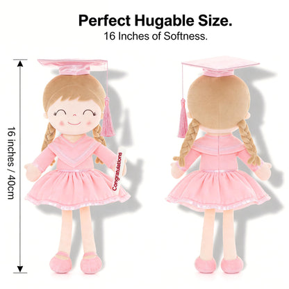 Gloveleya 16" Graduation Girl Doll - Pink Plush Toy with Cap & Gown - Preschool Kindergarten Graduation Gifts for Girls, Class of 2026 Milestone Keepsake