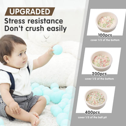 Realhaha Ball Pit Balls 100 PCS, Star Shapes for Babies Kids Playpen Plastic Balls for Babies Ball Pool Puppy Playballs, Beige White Clear