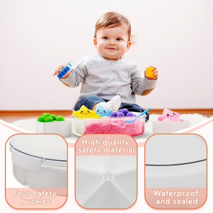 Vertintong 2 Pcs Sensory Bin with Lid and Removable Storage Inserts Sensory Activities for Toddlers 11.22 Inch Portable Sensory Box Sensory Toys for Autistic Children, Beige and White